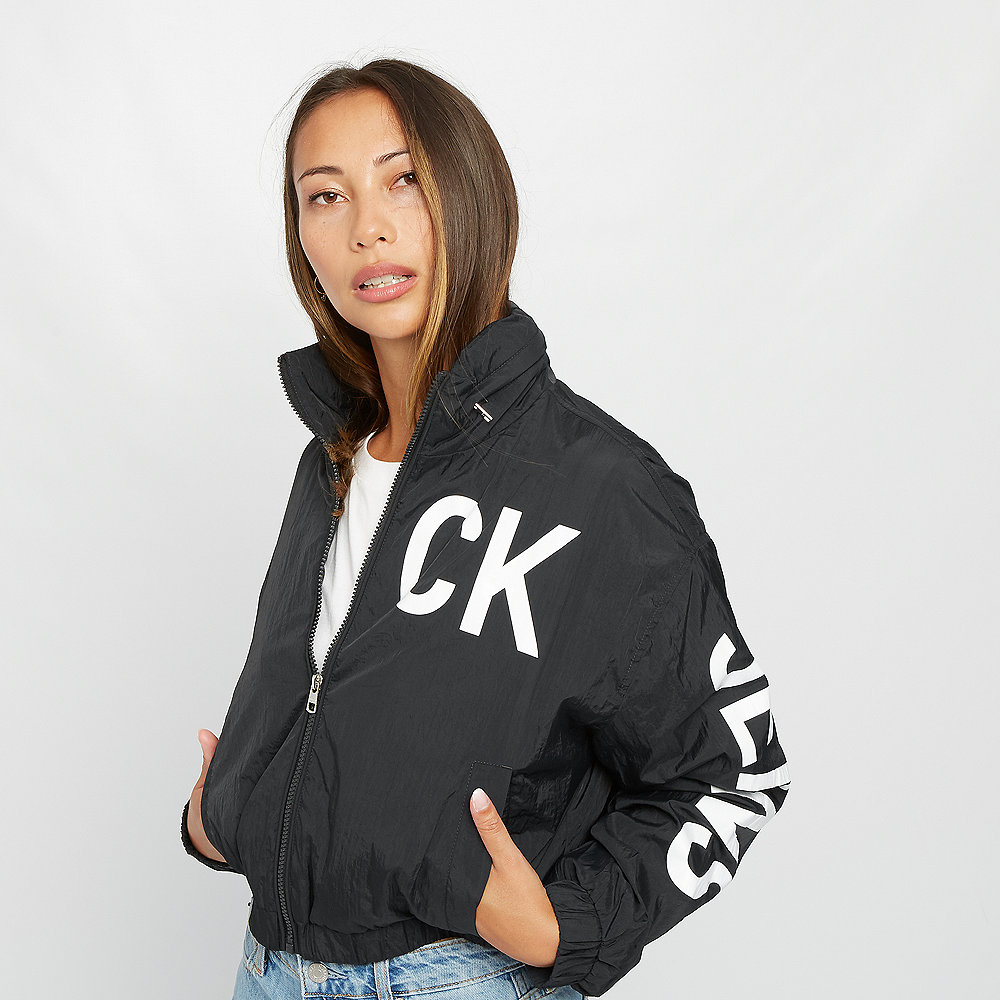 Calvin Klein Cropped Nylon Windbreaker black/bright white