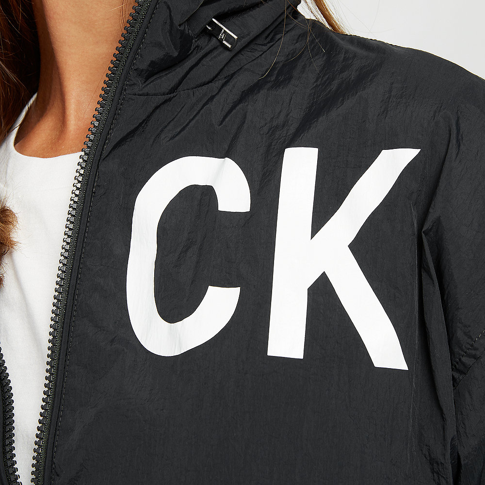 Calvin Klein Cropped Nylon Windbreaker black/bright white