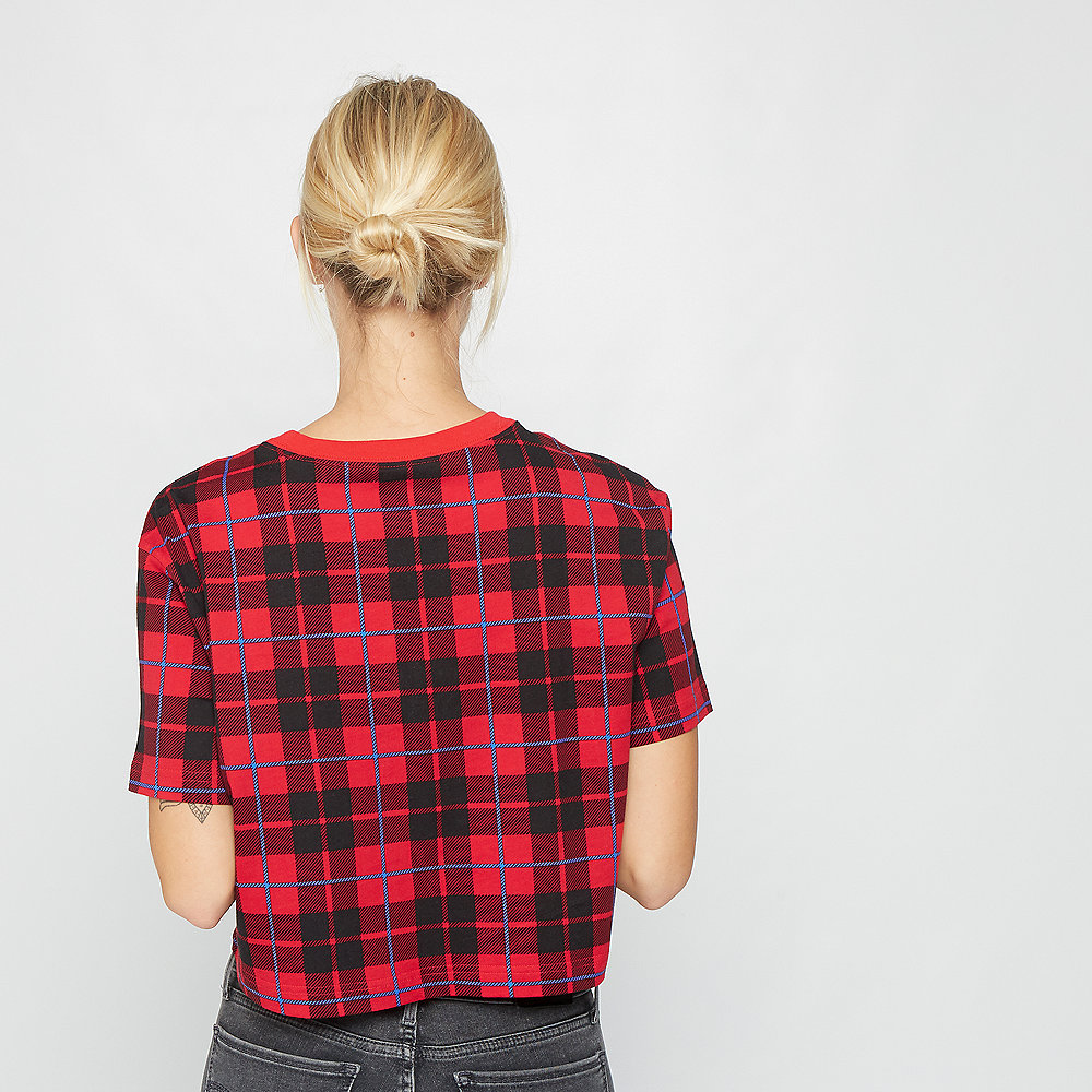 NIKE W NSW TEE FUTURA PLAID CROP university red