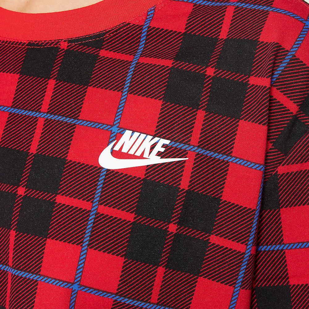 NIKE W NSW TEE FUTURA PLAID CROP university red