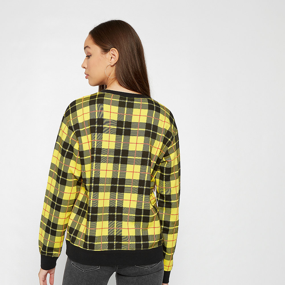 NIKE NSW Crew FLC AOP Plaid chrome yellow/black/white