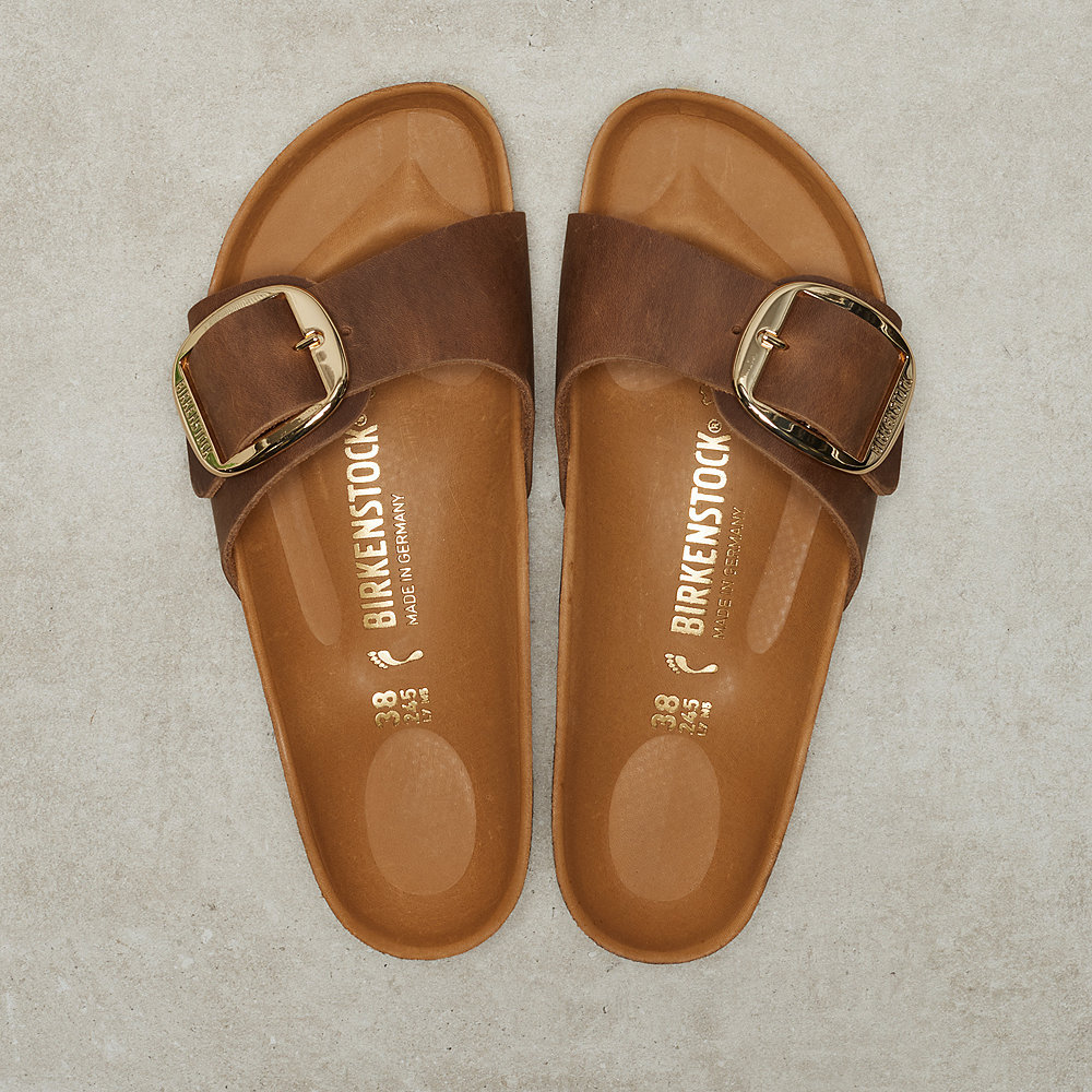 Birkenstock Madrid Big Buckle Slim Fit cognac