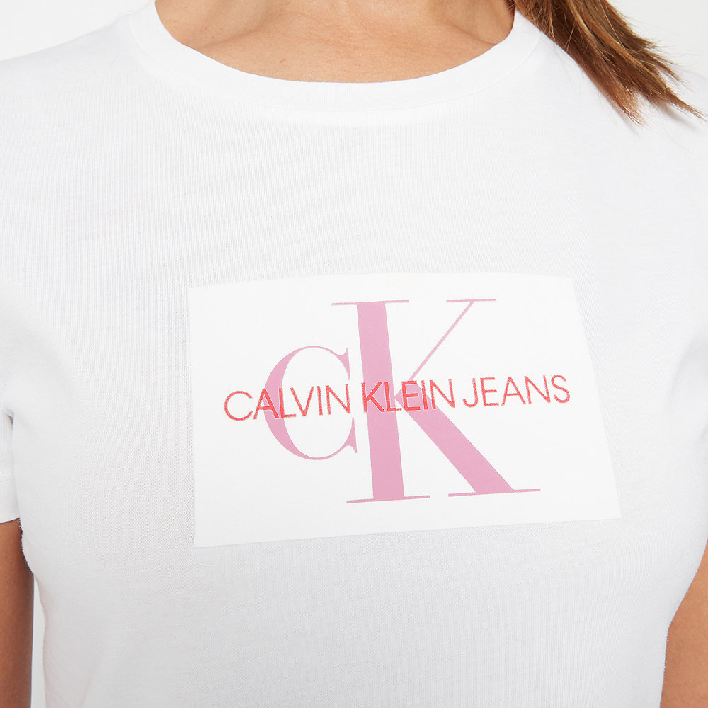Calvin Klein Monogram Slim T-Shirt Flock bright white